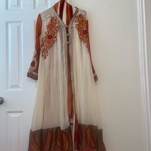 Full length orange and white desi dress
